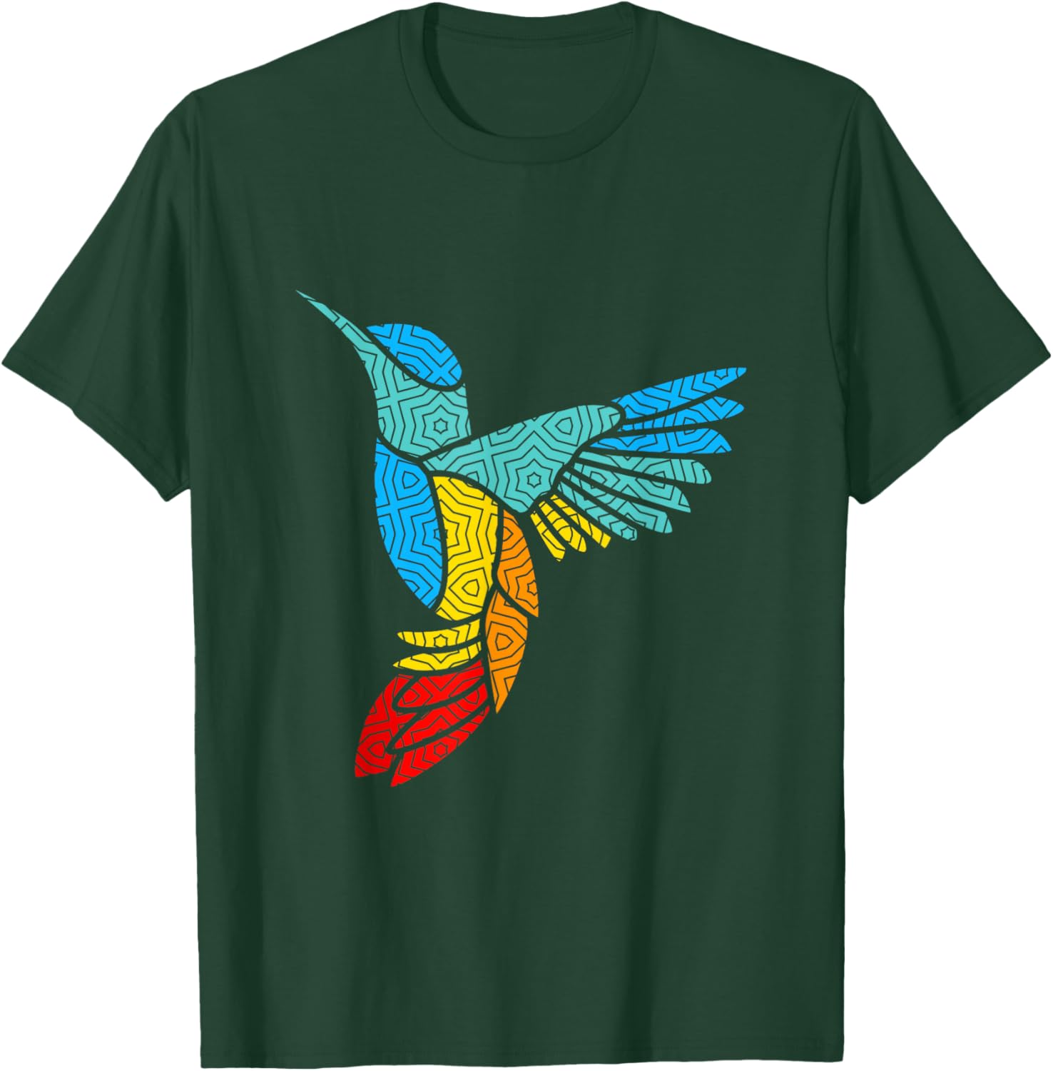 Colorful Bird Hummingbird Birds Mandala Art T-Shirt - T-Shirt | Forest