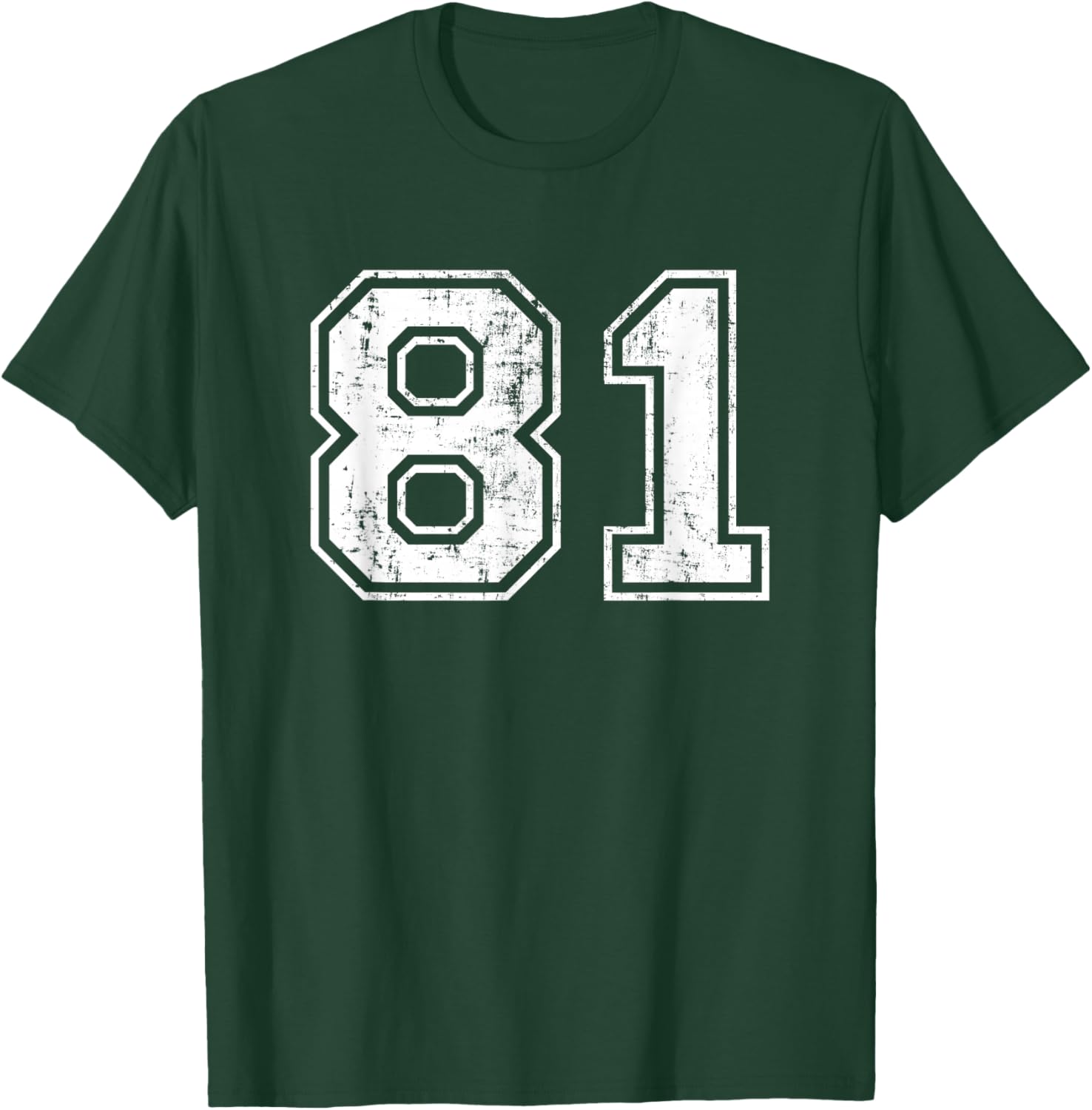 Number 81 Distressed Vintage Eighty One Sports Team Practice T-Shirt - T-Shirt | Forest