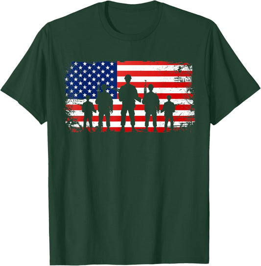 Thank You Patriotic Veteran Memorial Day 4th Of July US Flag T-Shirt - T-Shirt | Forest