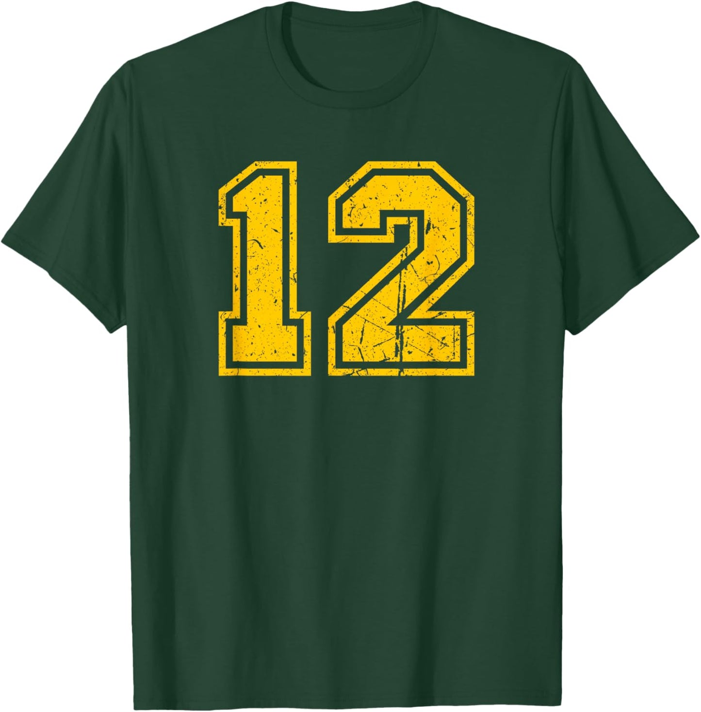 Number #12 Sport Yellow Vintage Number T-Shirt - T-Shirt | Forest