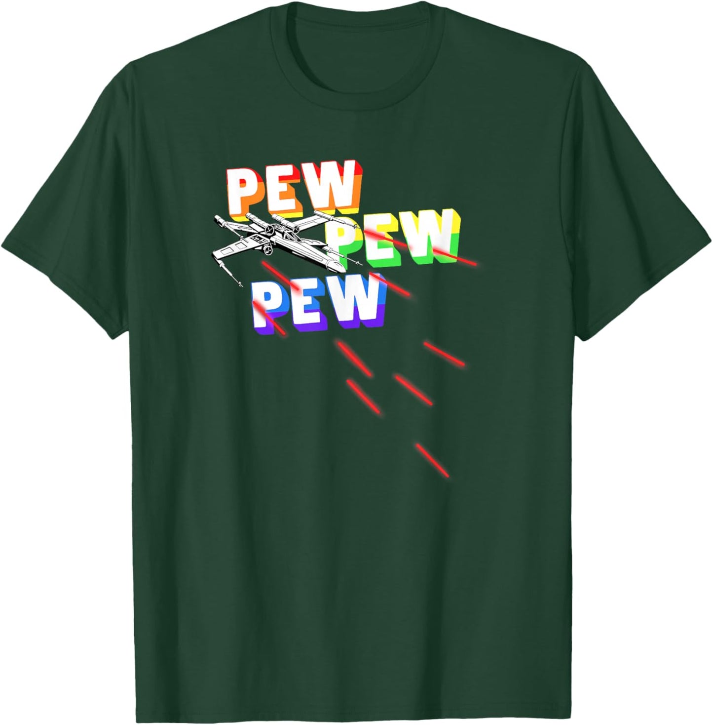 Star Wars X-Wing Pew Pew Pew Rainbow T-Shirt - T-Shirt | Forest