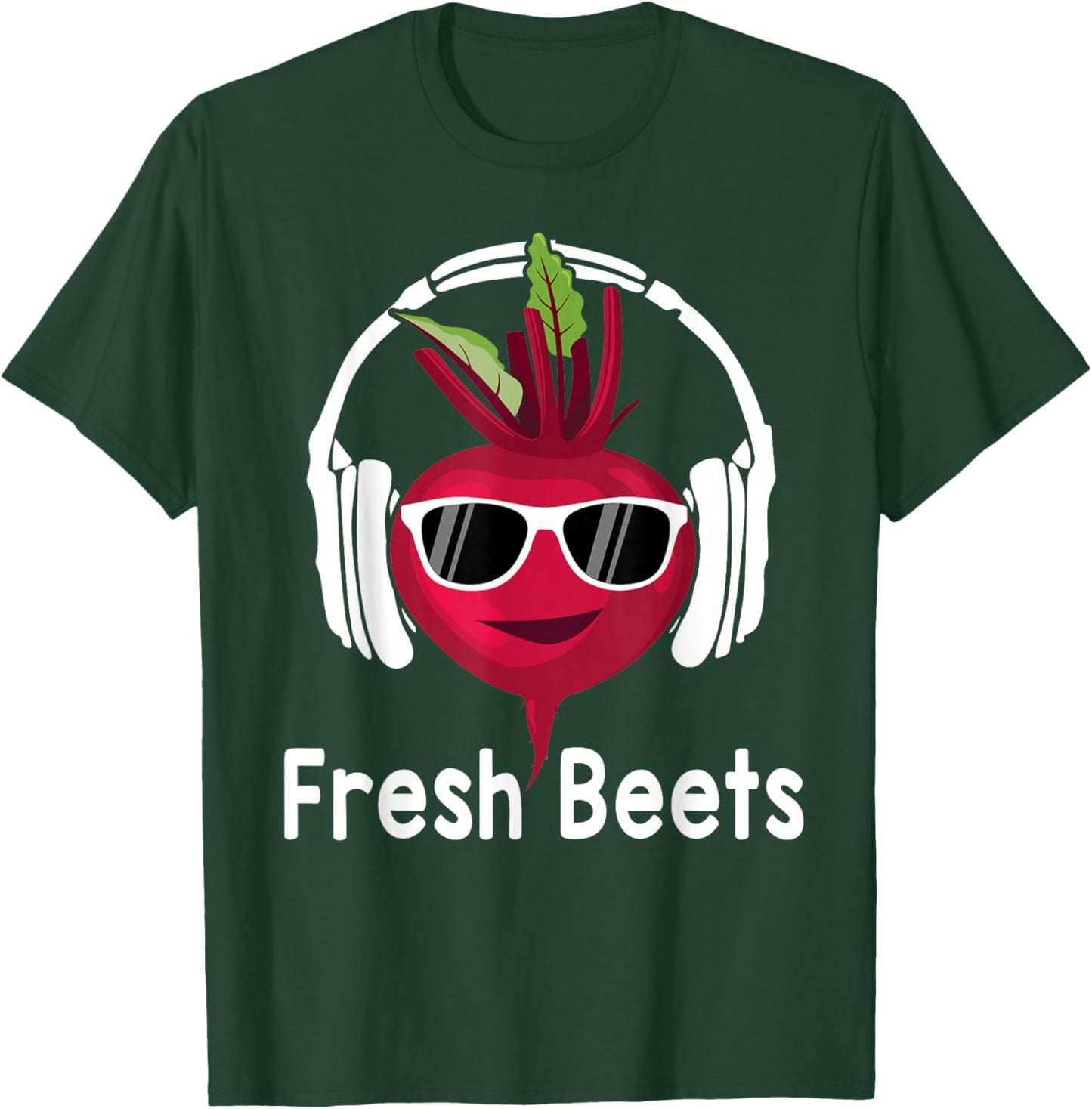 Fresh Beets - Funny Cool Beetroot Headphone Music Beat Pun T-Shirt - T-Shirt | Forest