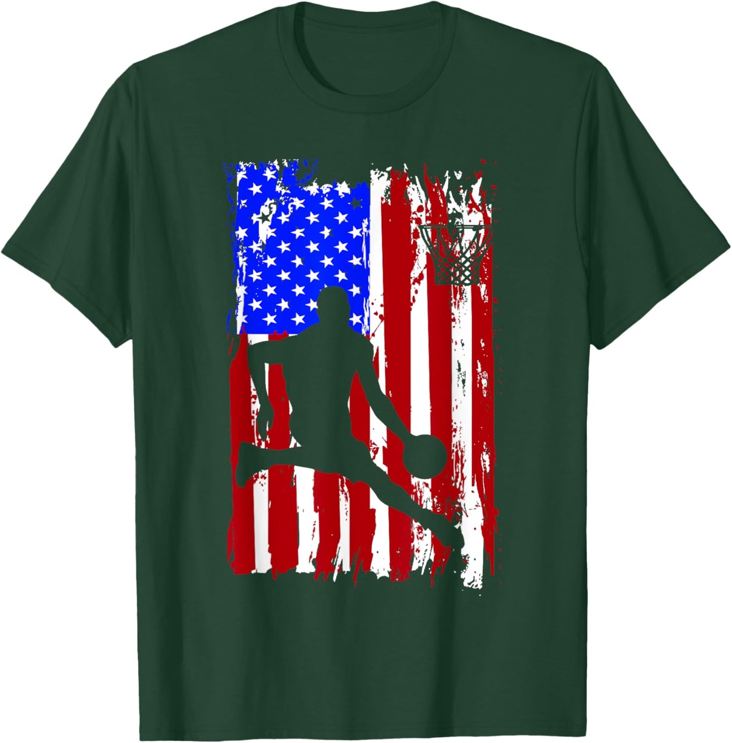 Vintage American Flag Basketball T-Shirt - T-Shirt | Forest