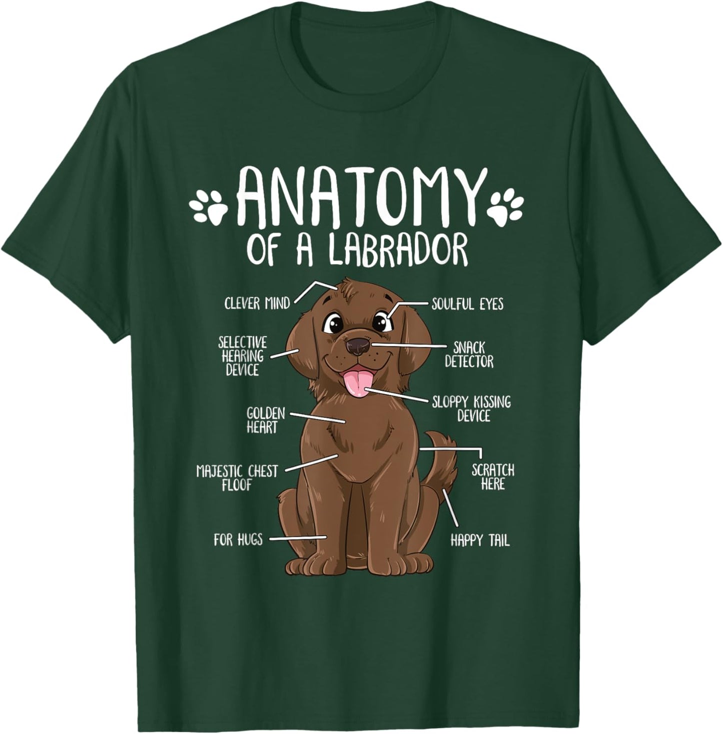 Funny Anatomy Labrador Retriever Chocolate Lab Dog Owner Women Girls Kids T-Shirt - T-Shirt | Forest