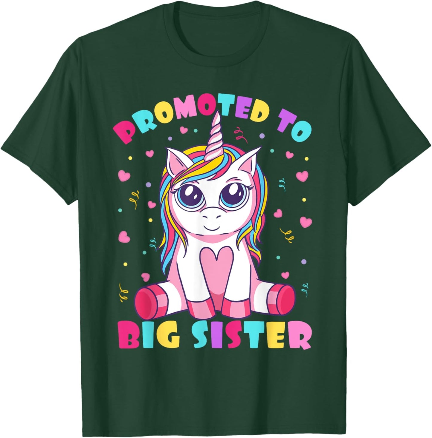 Promoted To Big Sister Cute Unicorn Lover Kids Girls T-Shirt - T-Shirt | Forest