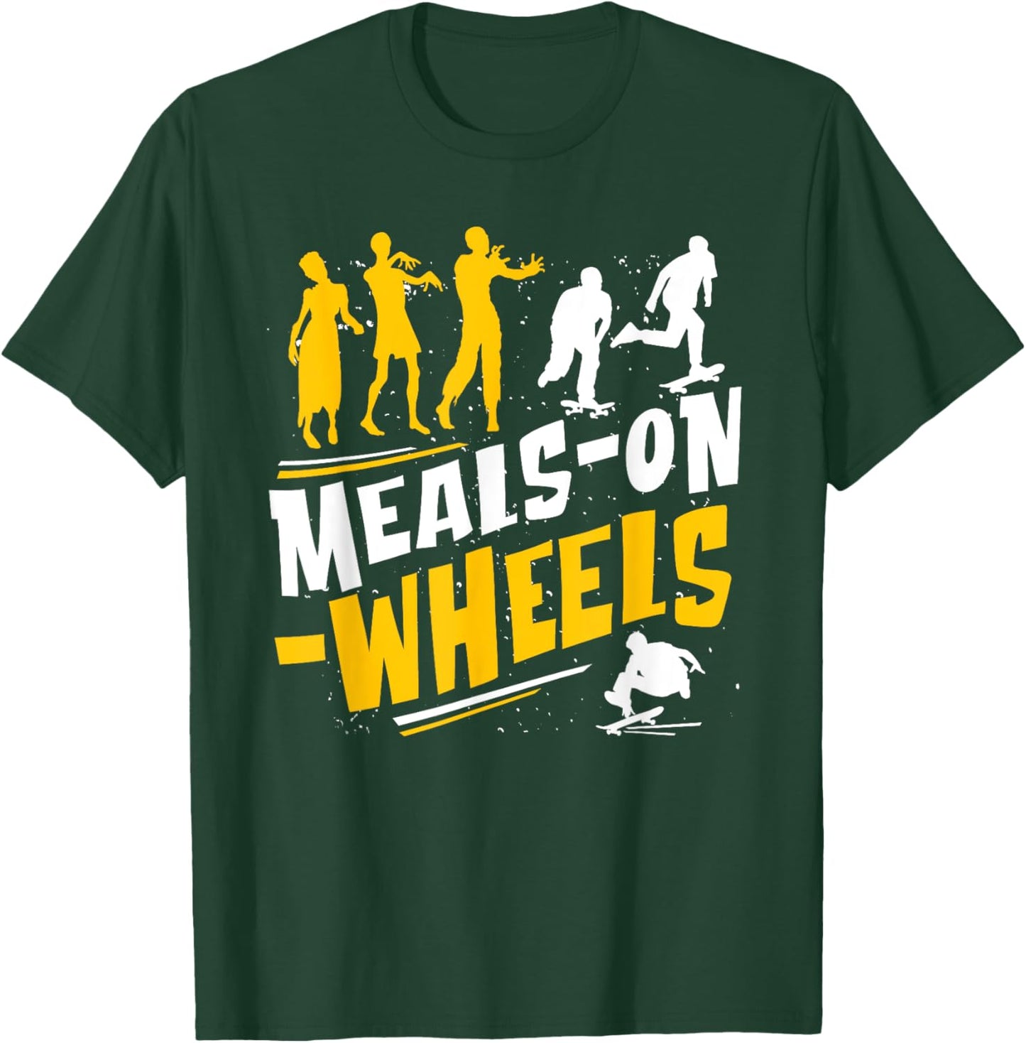 Meals-on-Wheels Funny zombie and Skateboarder Graphic T-Shirt - T-Shirt | Forest