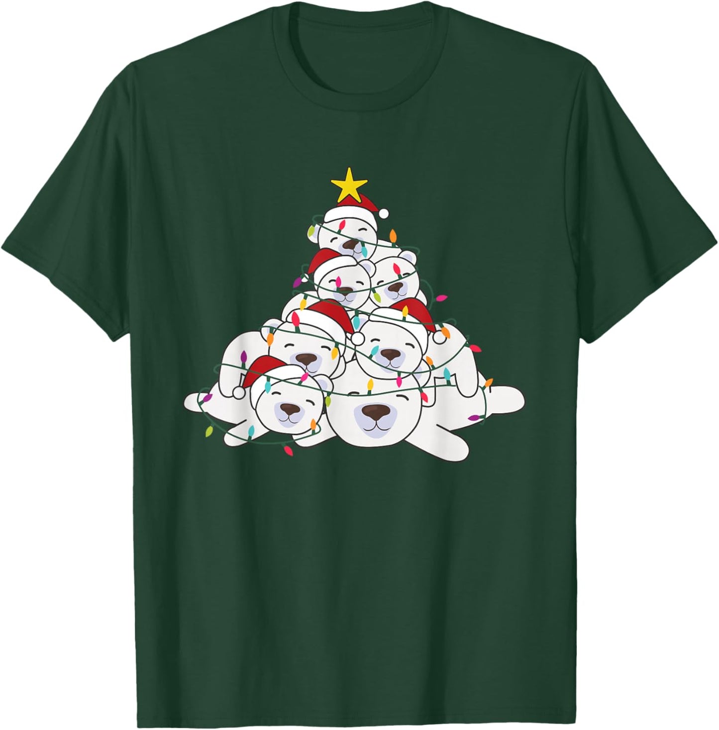 Polar Bear Christmas Tree Funny Animal Christmas Polar Bears T-Shirt - T-Shirt | Forest