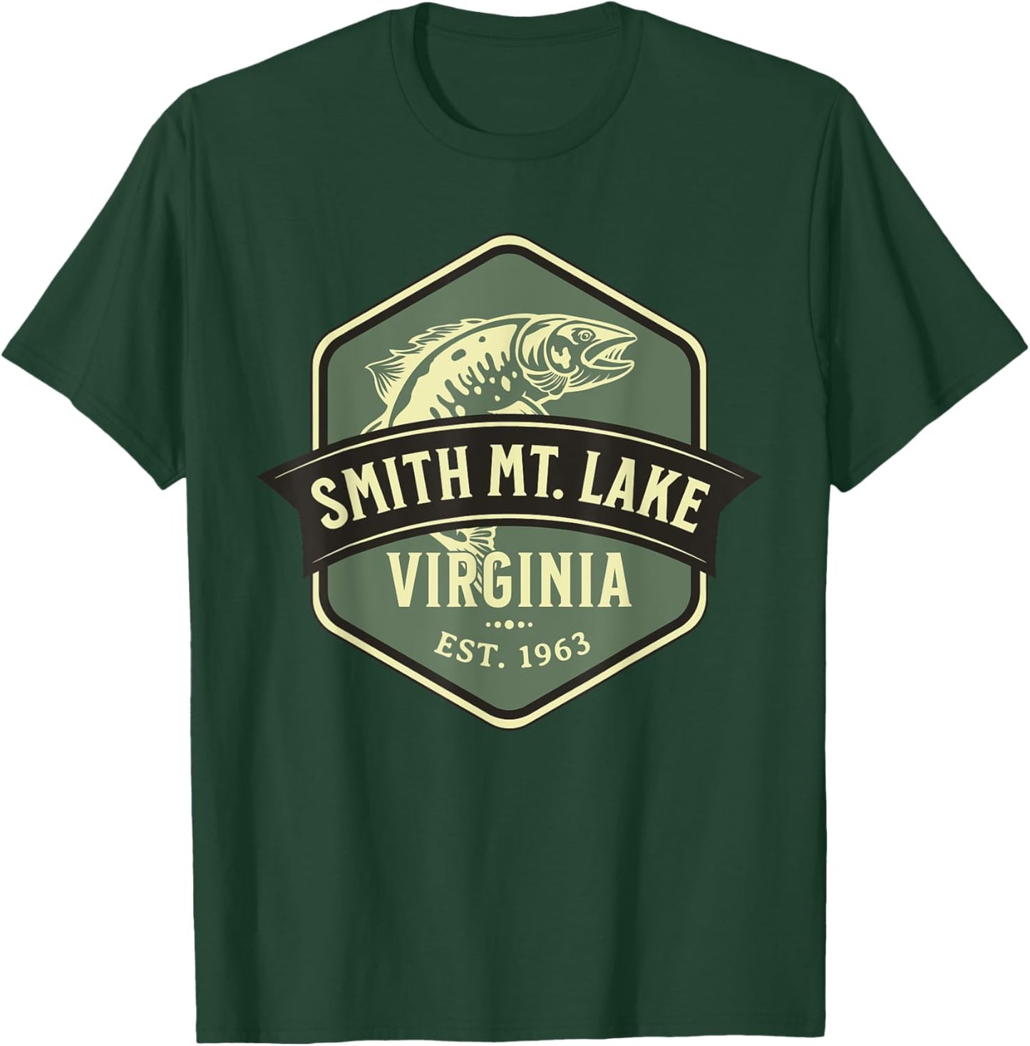 Smith Mountain Lake Virginia 1963 Fish Design T-Shirt - T-Shirt | Forest