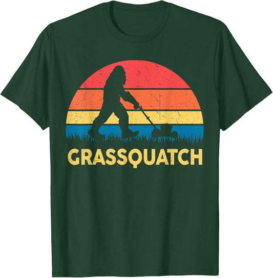 Dad Lawn Mowing Grassquatch Bigfoot Mower Gift Funny Garden T-Shirt - T-Shirt | Forest