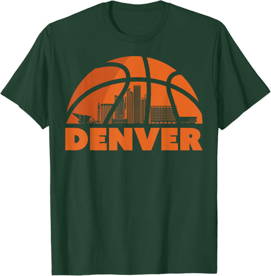 Denver City Skyline Basketball T-Shirt - T-Shirt | Forest