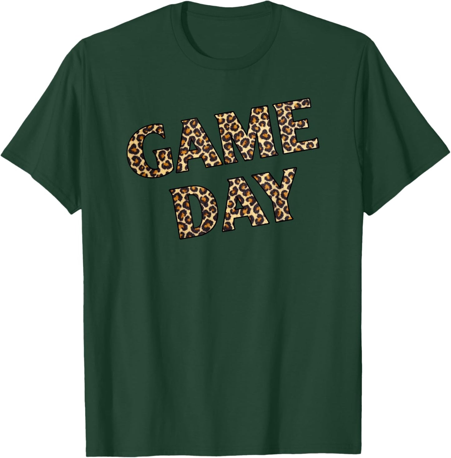 Game Day Cheetah Leopard Print Football Woman Men T-Shirt - T-Shirt | Forest