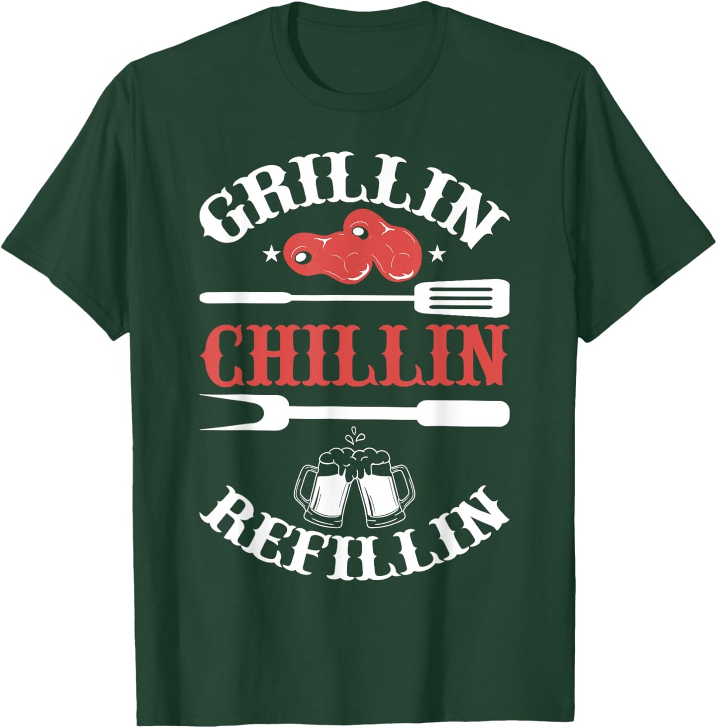 Funny vintage barbecue dad - barbecuing chilling & refilling T-Shirt - T-Shirt | Forest