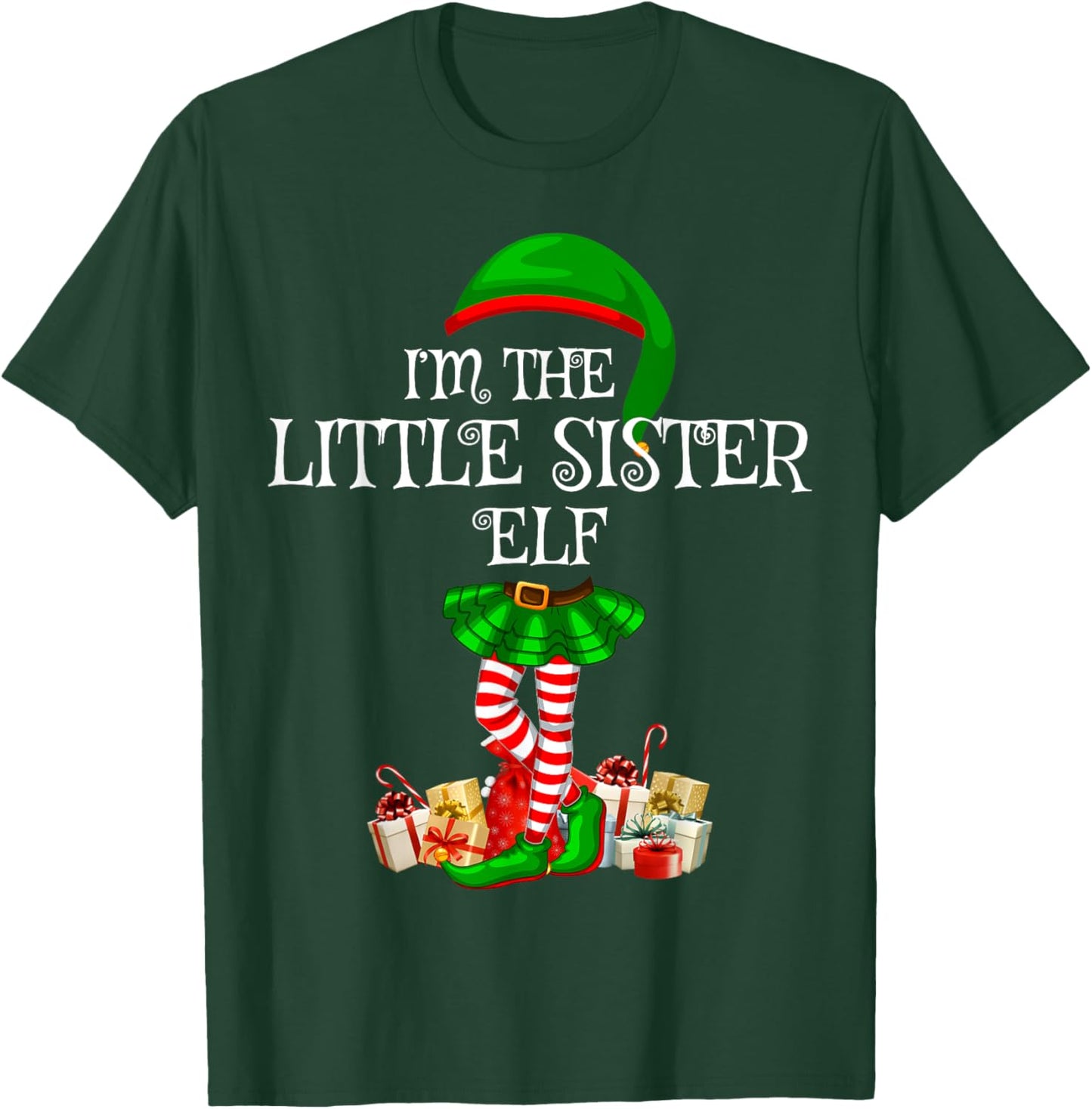 Matching Family Group I'm The Little Sister Elf Christmas T-Shirt - T-Shirt | Forest