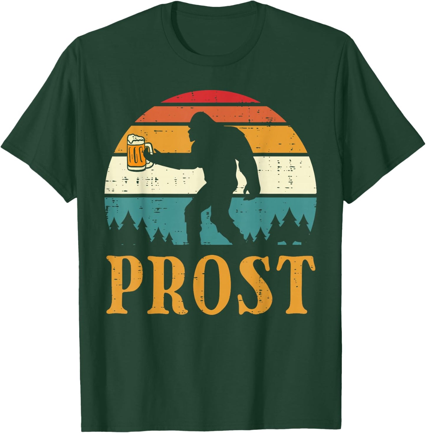 Oktoberfest Bigfoot Sasquatch Prost Retro German Men Women T-Shirt - T-Shirt | Forest