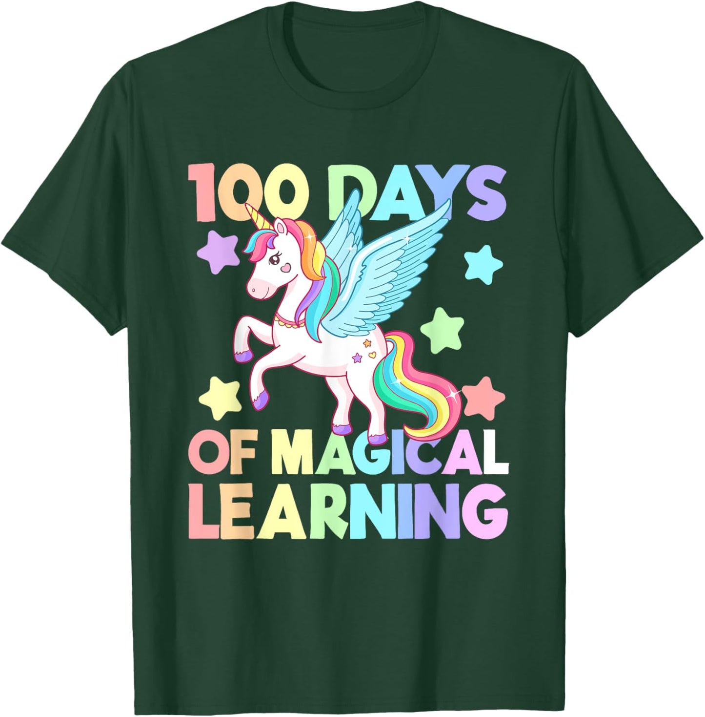 100 Days Of Magical Learning , 100 Days Of School Unicorn T-Shirt - T-Shirt | Forest