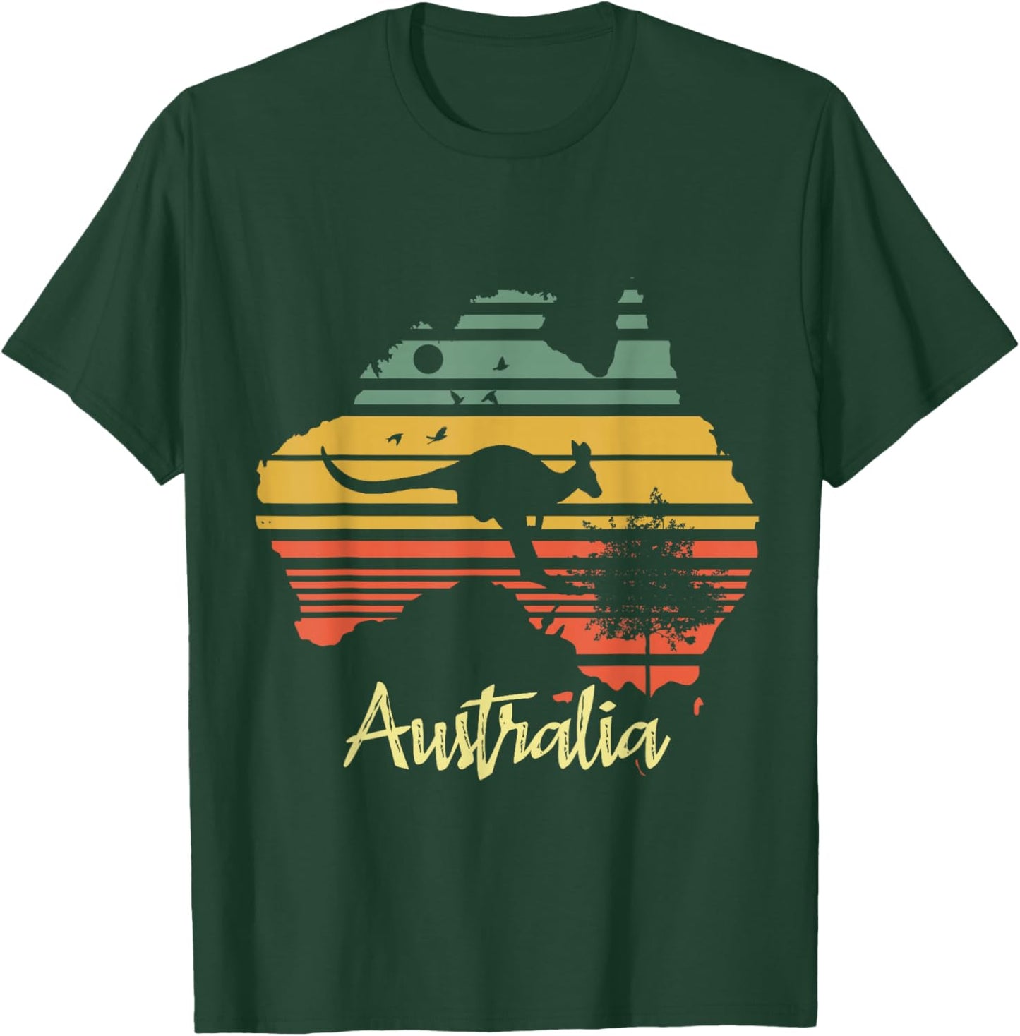 Vintage Land Map Australia Day Australian Kangaroo T-Shirt - T-Shirt | Forest