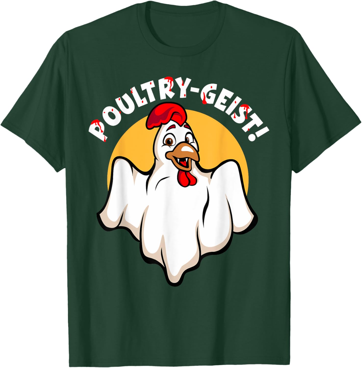 Poultry-Geist Scary Halloween Ghost Chicken T-Shirt - T-Shirt | Forest