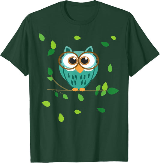 Cute little Owl in the Forest Owls Baby on a Branch T-Shirt - T-Shirt | Forest