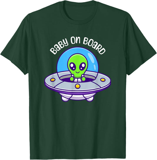 Cute Alien Baby On Board Pregnancy Announcement T-Shirt - T-Shirt | Forest
