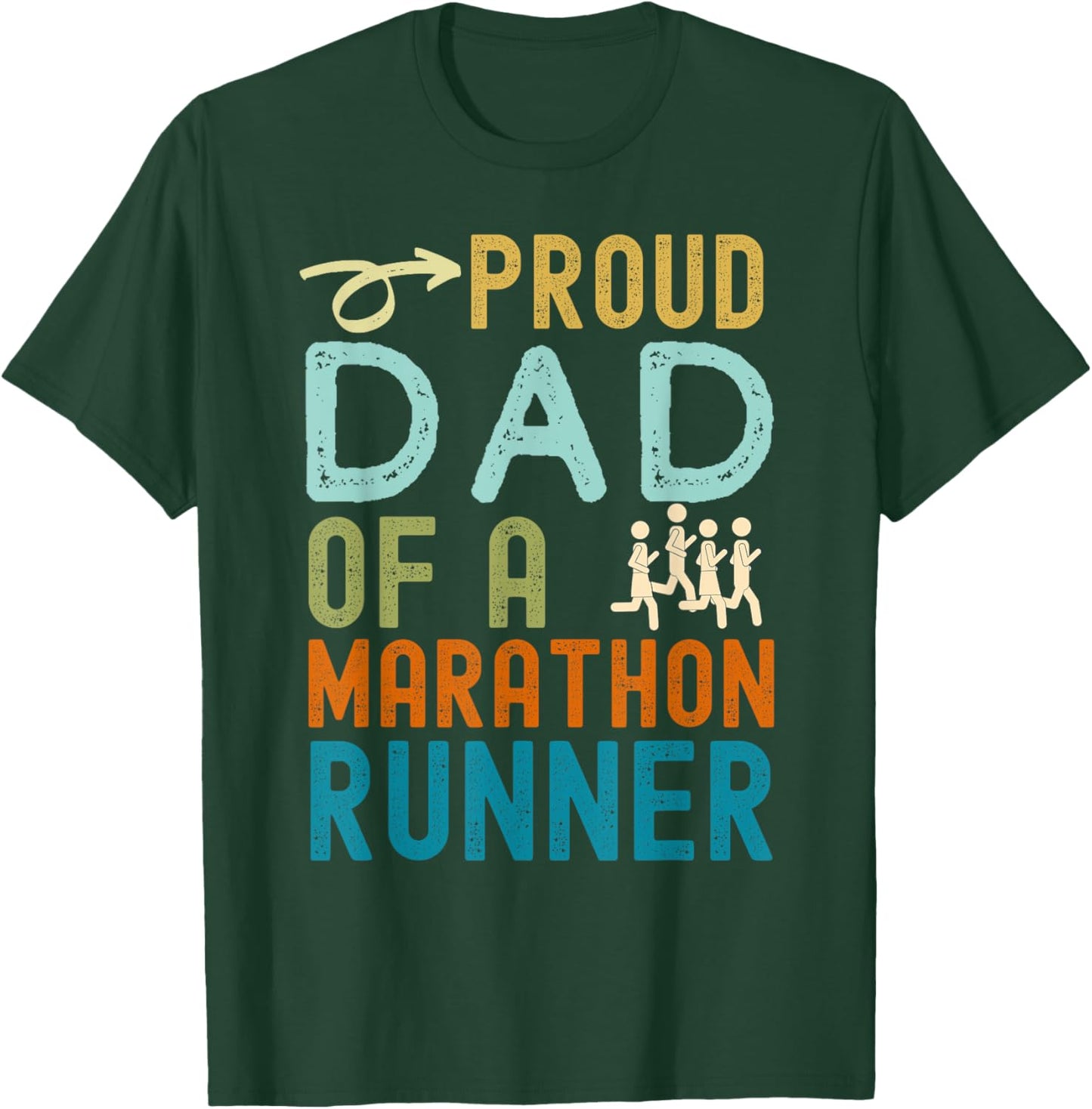 Proud Dad of a marathon runner retro vintage distressed T-Shirt - T-Shirt | Forest