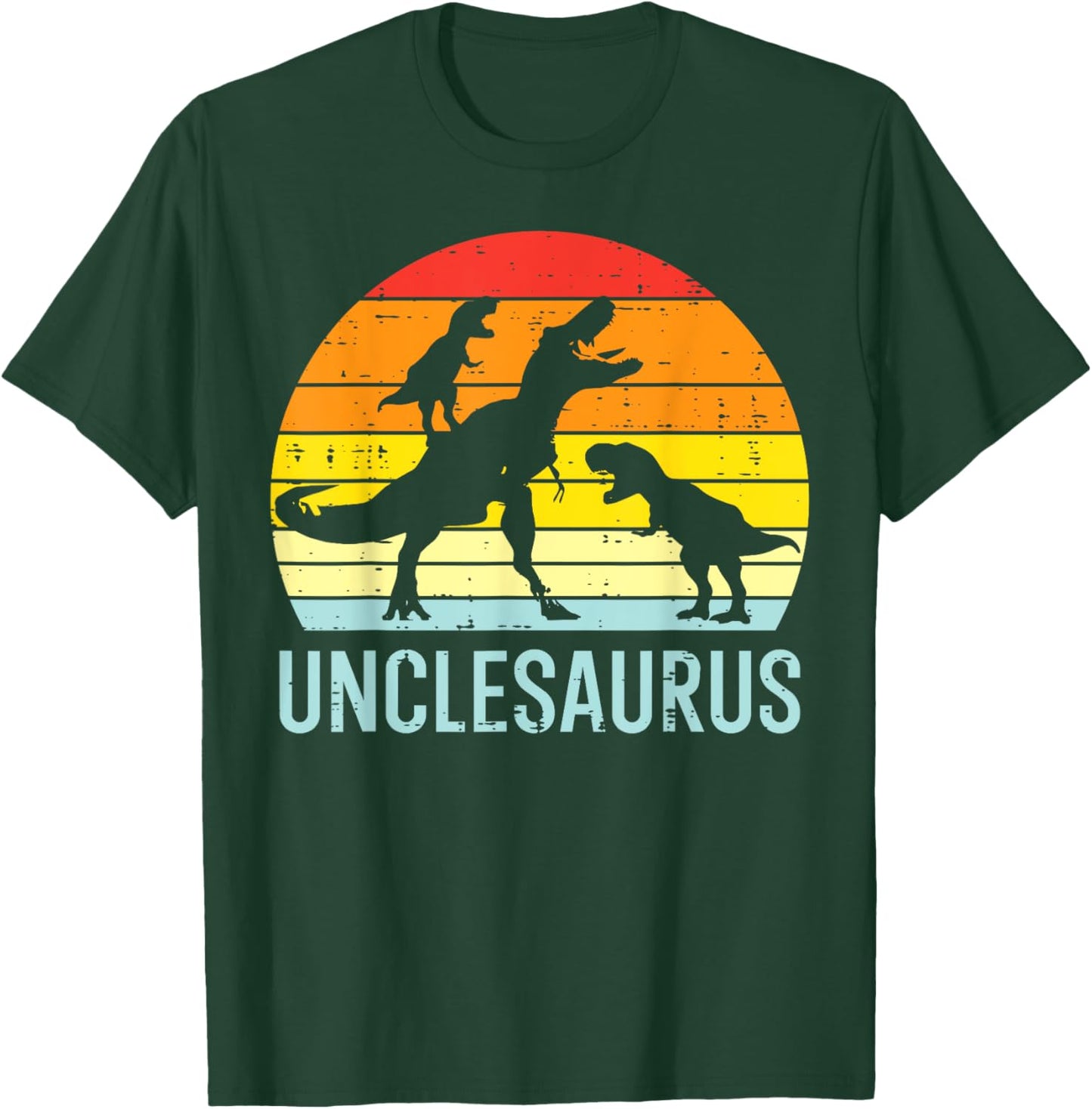 Unclesaurus Trex Uncle Sunset Retro Fathers Day Dinosaur Men T-Shirt - T-Shirt | Forest