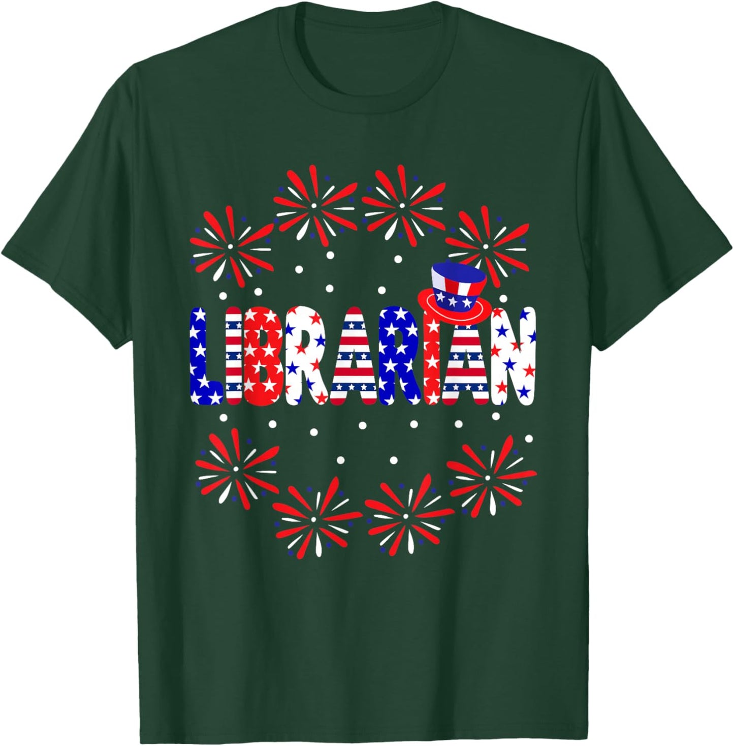 4th Of July Librarian Red White Blue USA Flag Patriotic Men T-Shirt - T-Shirt | Forest