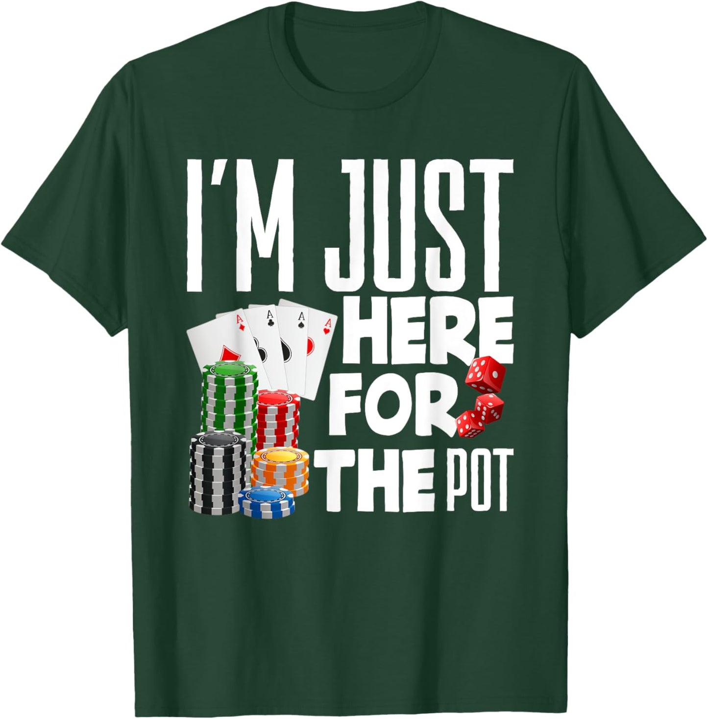 Poker Casino Texas Hold'em Gambling Pot Cards Player T-Shirt - T-Shirt | Forest