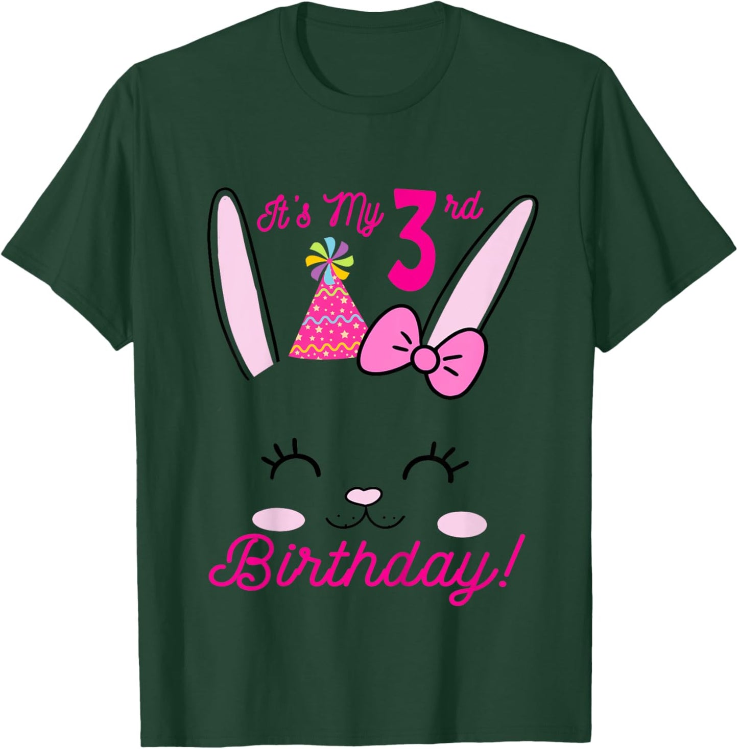 Its My 3rd Birthday Girl Bunny Rabbit theme Party (three) T-Shirt - T-Shirt | Forest