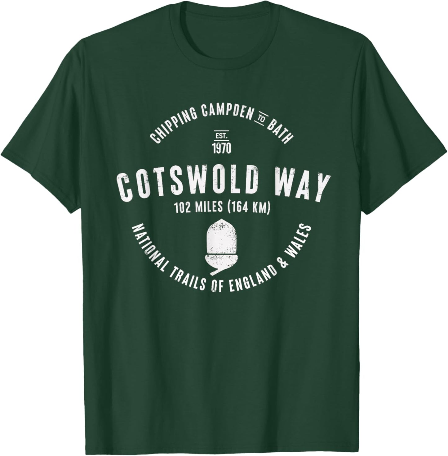 UK Hikes Apparel Cotswold Way England Wales Hikes - Black, -Adults & Kids, Classic Fit, Short Sleeve, , , Letter Print T-Shirt - T-Shirt | Forest
