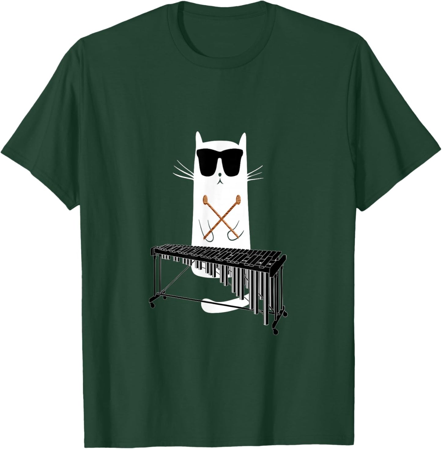 Funny Cat Wearing Sunglasses Playing Marimba T-Shirt - T-Shirt | Forest