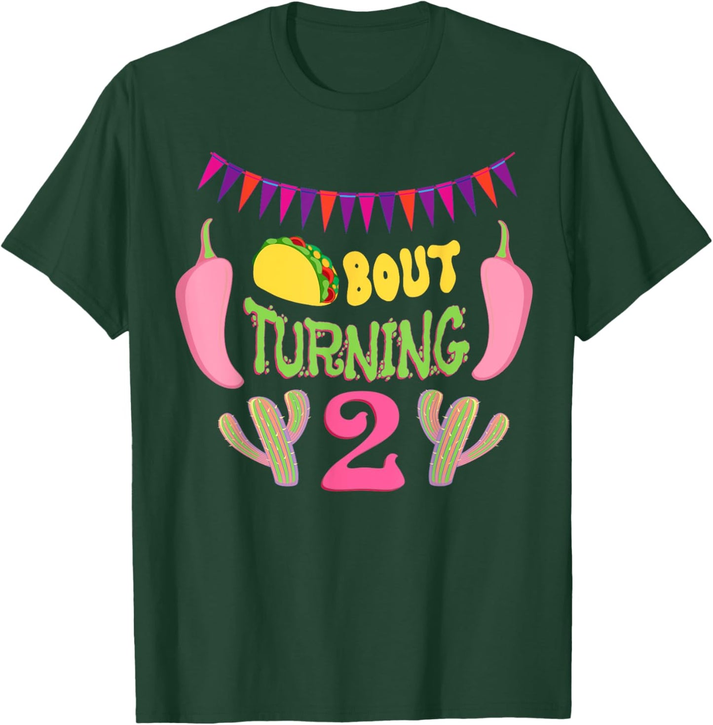 Taco Bout Turning 2nd Birthday Twosday Outfit Party Dos Kids T-Shirt - T-Shirt | Forest