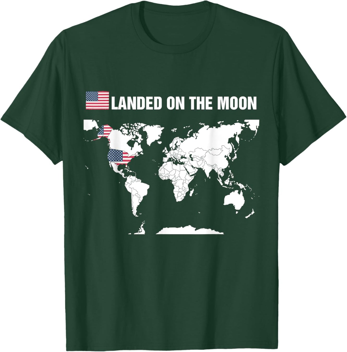Landed On The Moon America Map 52th Anniversary T-Shirt - T-Shirt | Forest