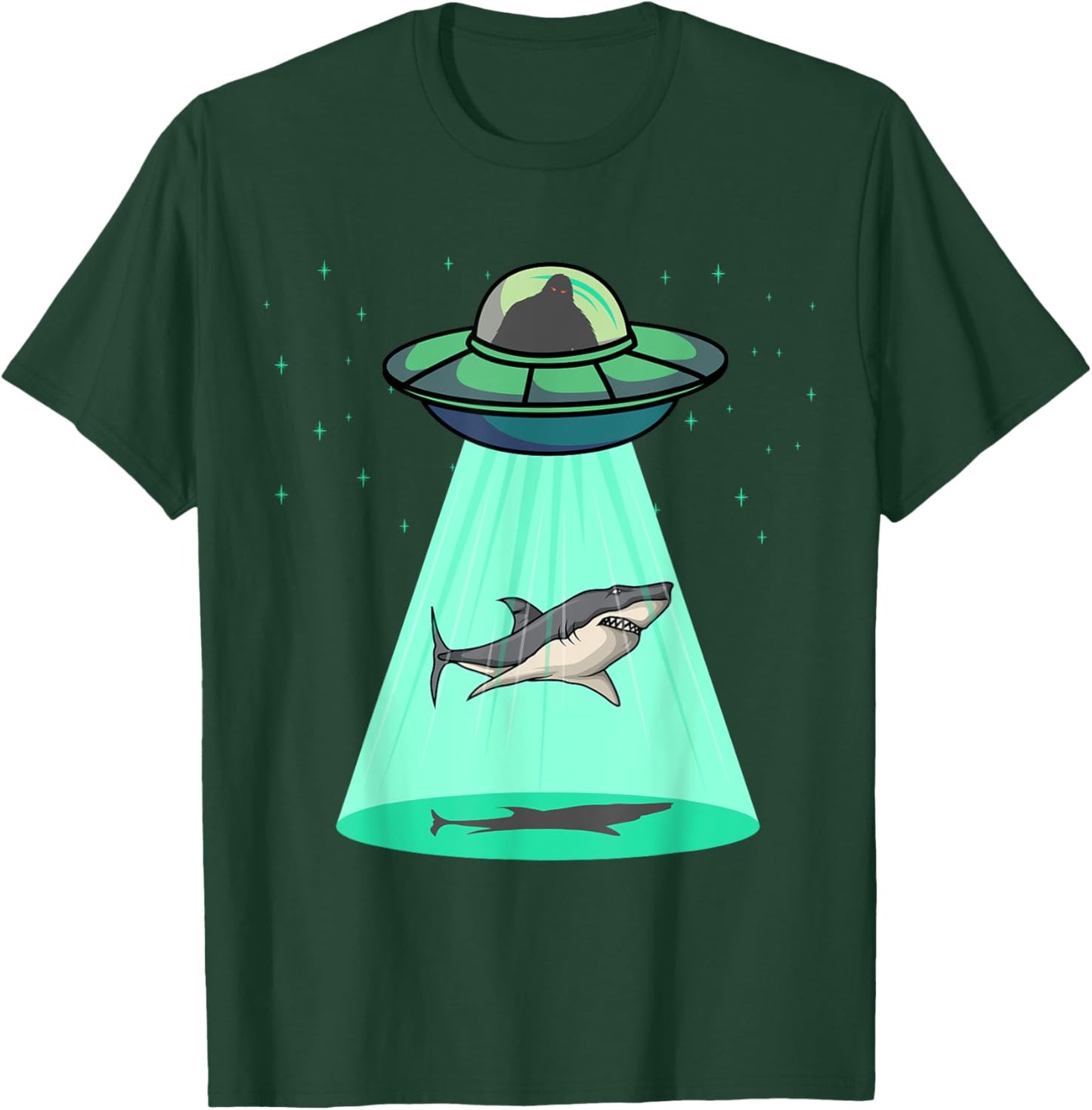 Megalodon Giant Shark Alien Abduction T-Shirt - T-Shirt | Forest