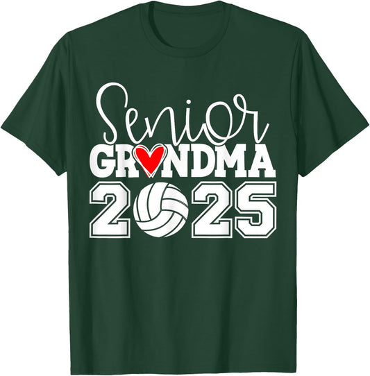 Senior Volleyball Grandma 2025 Class Of 2025 Graduation T-Shirt - T-Shirt | Forest