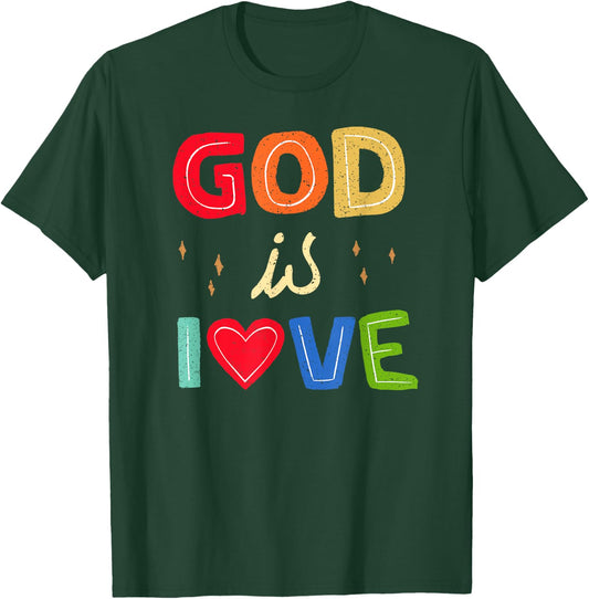 God is Love, Faith in God, Jesus love rainbow T-Shirt - T-Shirt | Forest