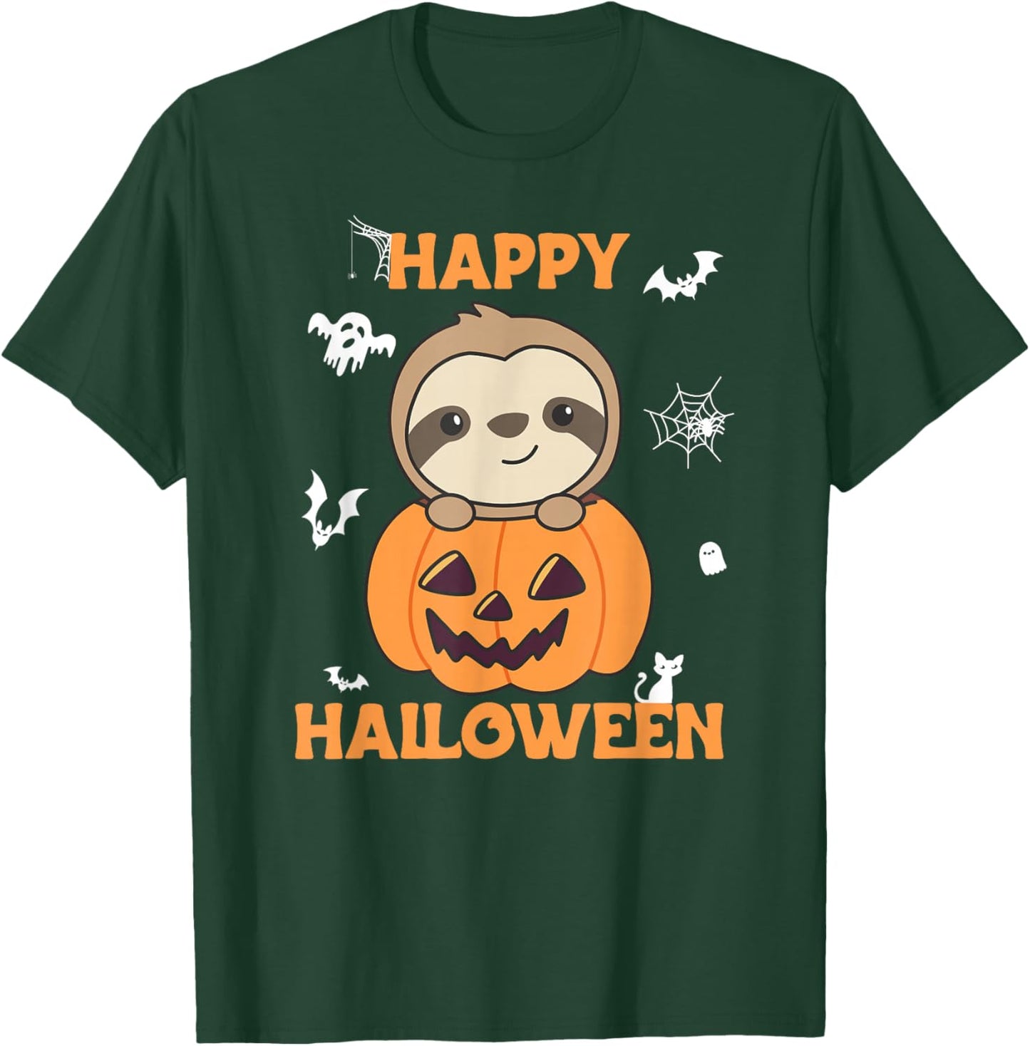Sloth in Pumpkin Sloths Happy Halloween T-Shirt - T-Shirt | Forest