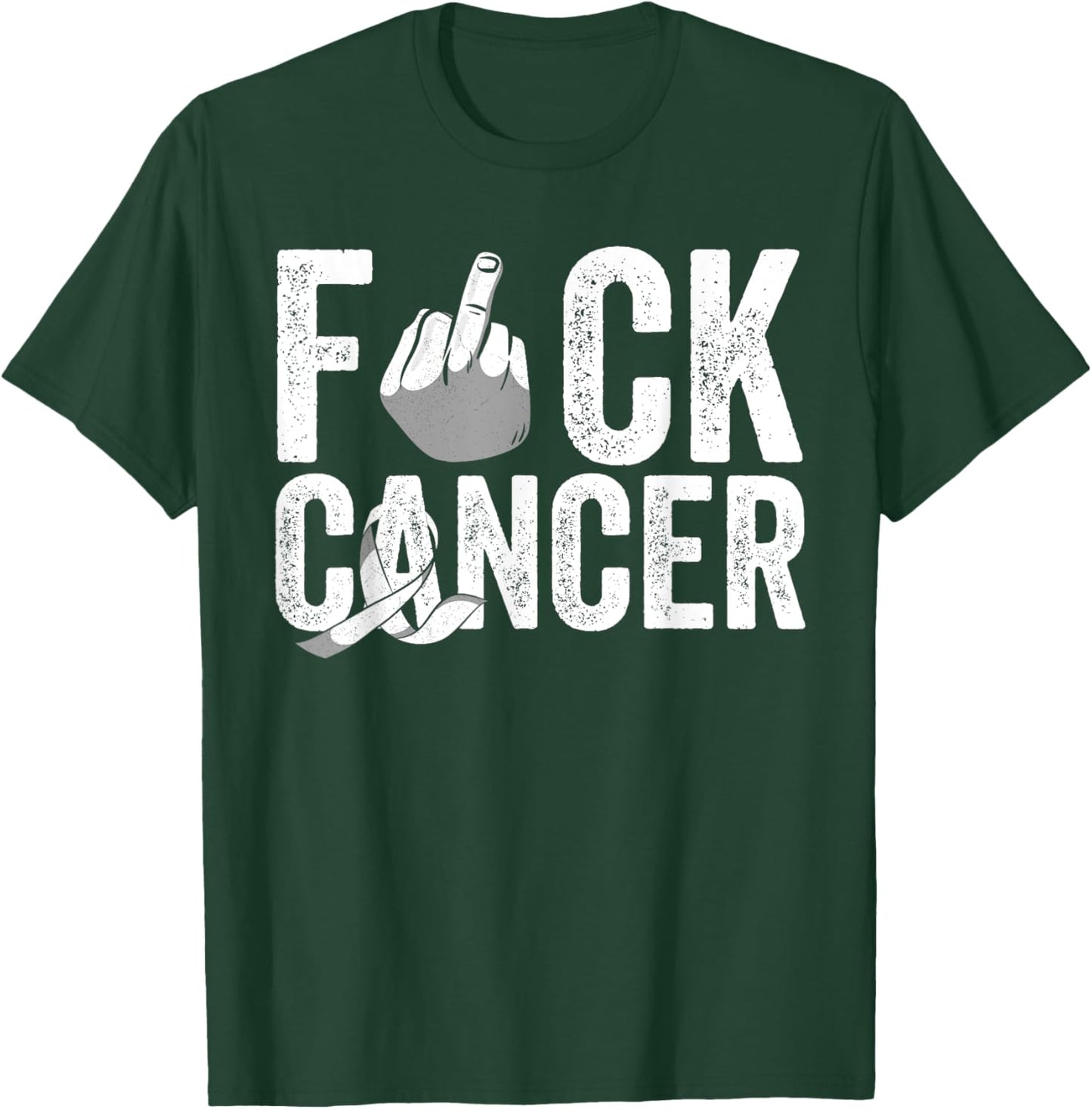 Fuck Lungs Cancer Apparel White Pearl Ribbon Support Fighter T-Shirt - T-Shirt | Forest