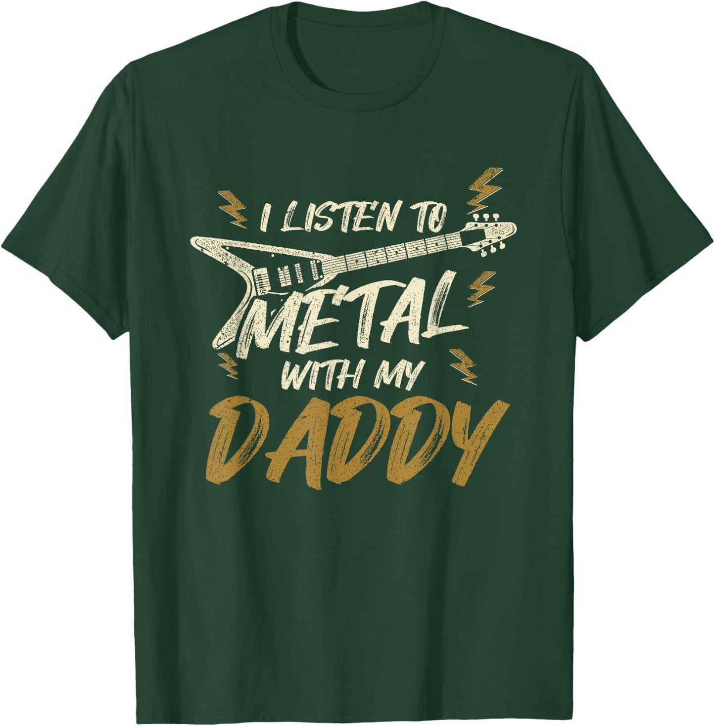 Heavy Metal Kids Listen With My Daddy Rock Music T-Shirt - T-Shirt | Forest