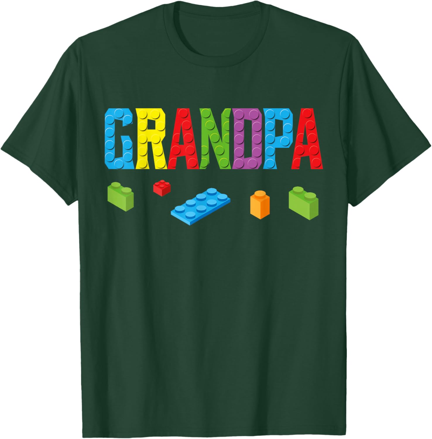 Grandpa Master Builder Building Bricks Blocks Family Set T-Shirt - T-Shirt | Forest