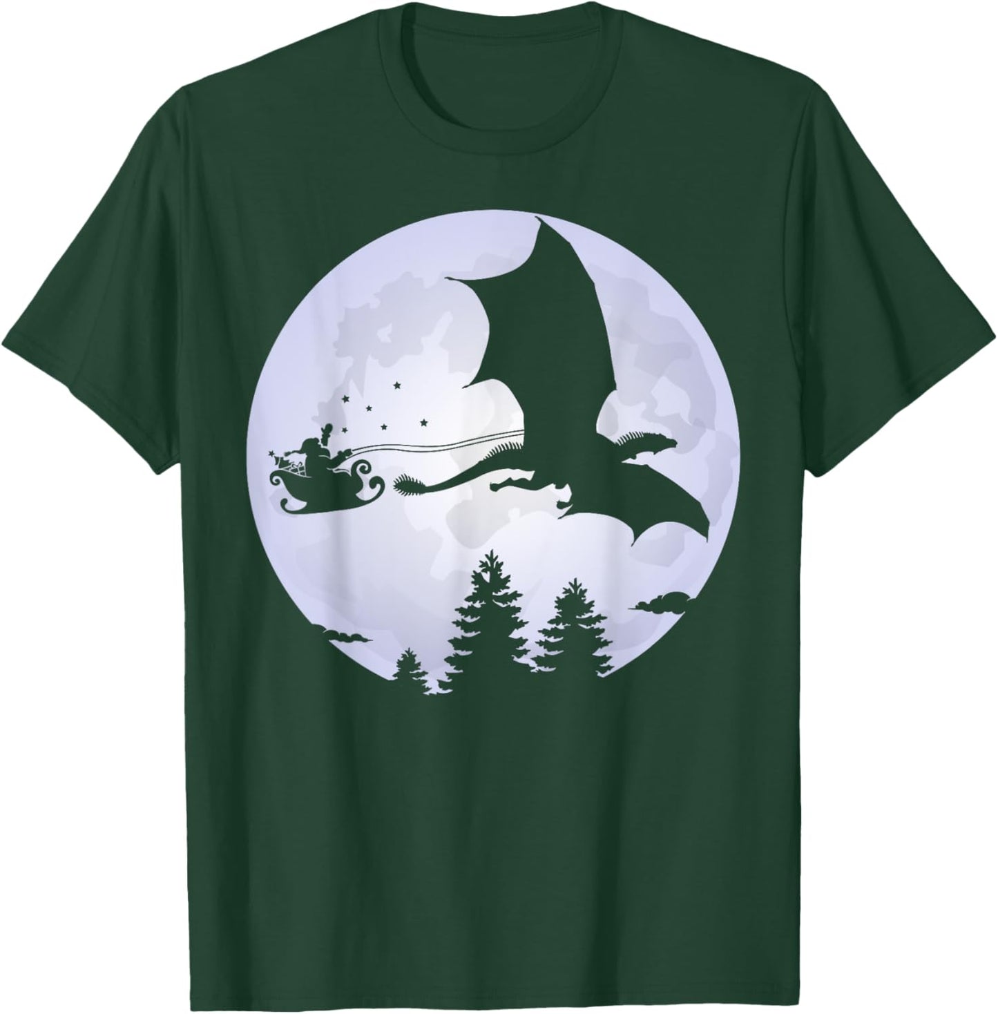 Santa Dragon Sleigh, Christmas Santa Dragon Full Moon Men's T-Shirt - T-Shirt | Forest