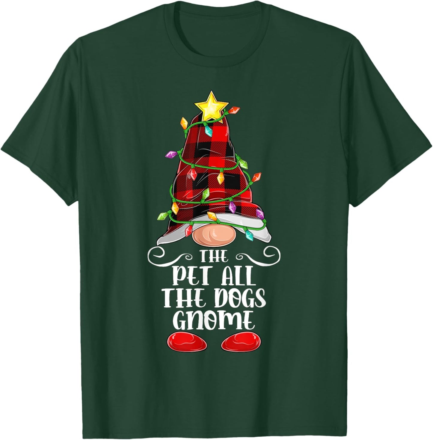The Pet All The Dogs Gnome Matching Family Group Christmas T-Shirt - T-Shirt | Forest