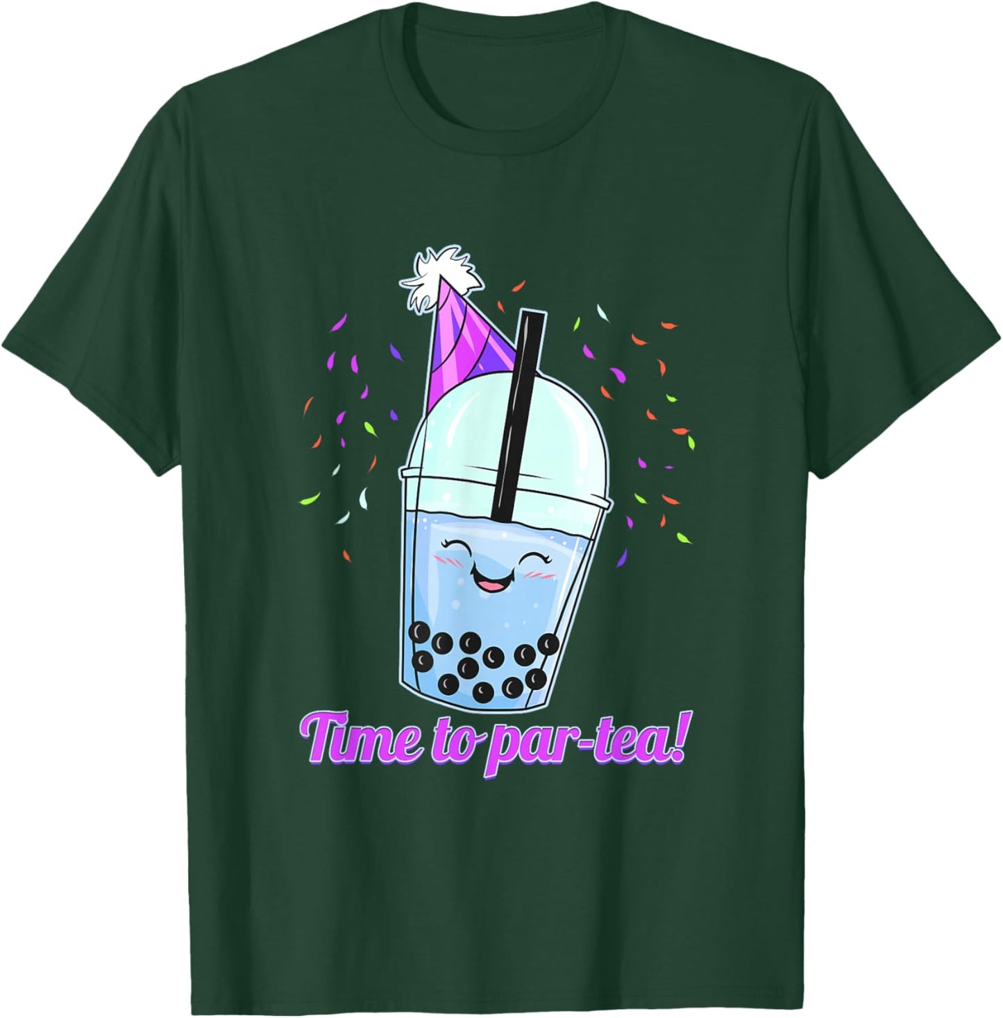 Time To Par-Tea! Fun Bubble Tea Party Design T-Shirt - T-Shirt | Forest