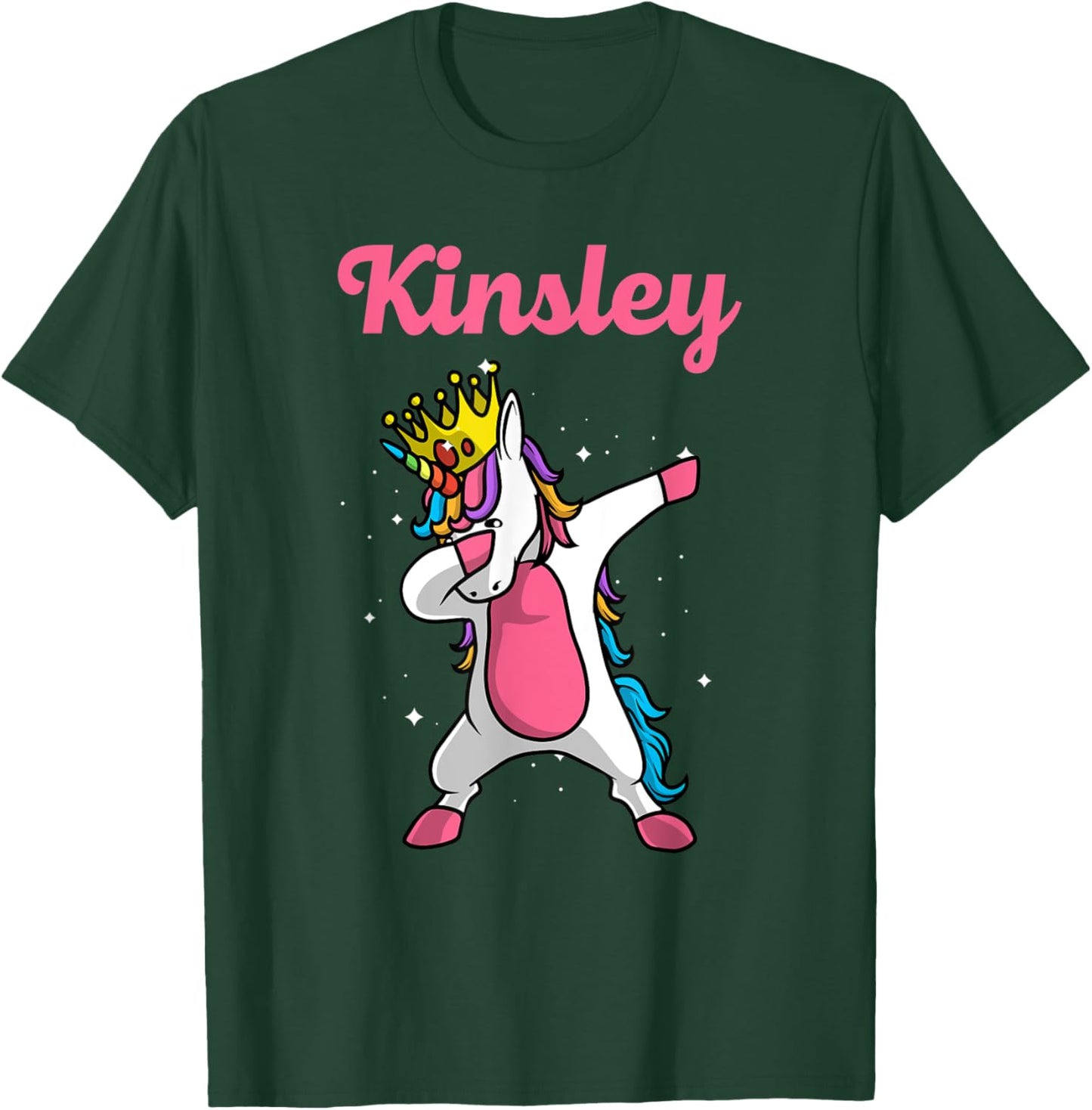 KINSLEY Gift Name Personalized Birthday Dabbing Unicorn T-Shirt - T-Shirt | Forest
