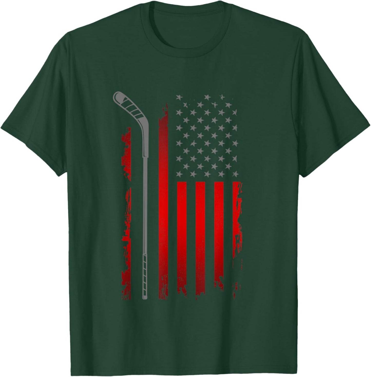 American Flag Hockey Apparel - Hockey Women Kids Men T-Shirt - T-Shirt | Forest