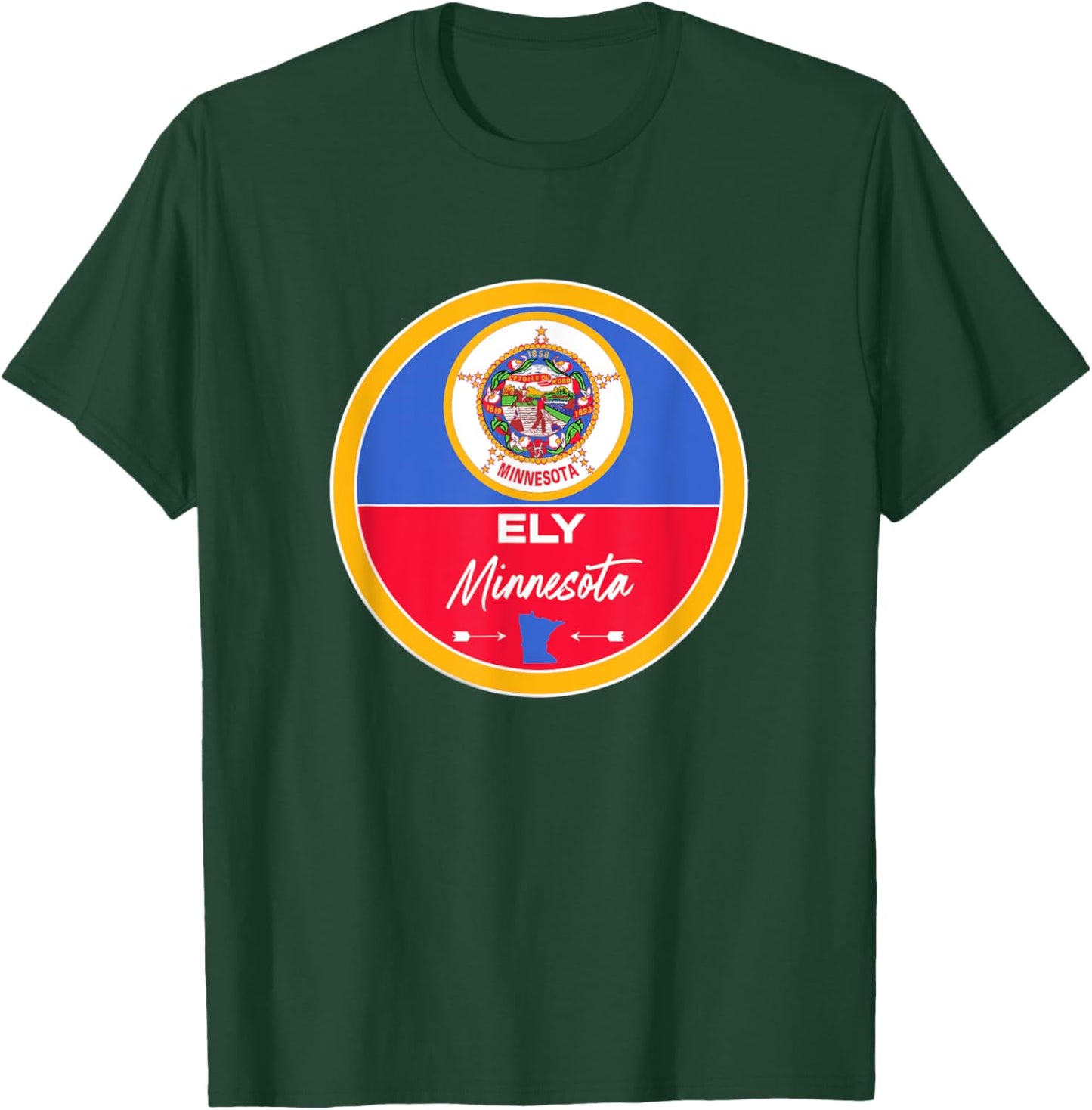 Ely Minnesota MN State Flag Badge T-Shirt - T-Shirt | Forest