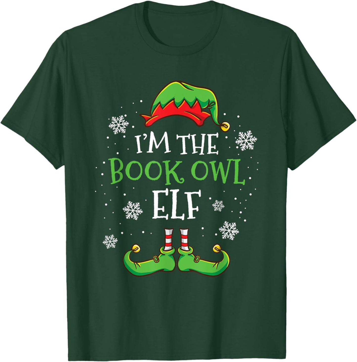 Im The Book Owl Elf Christmas Librarian T-Shirt - T-Shirt | Forest