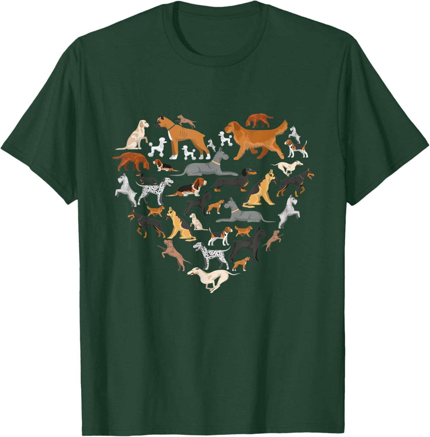 type of dogs lover heart Pet dog Parent Paw print men women T-Shirt - T-Shirt | Forest