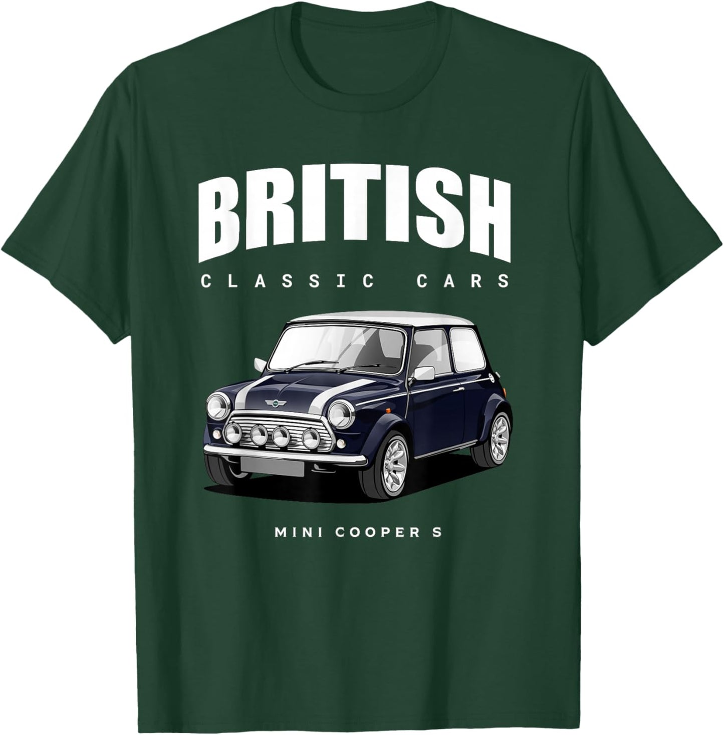 British Classic Car Dark Blue Mini Sports car T-Shirt - T-Shirt | Forest