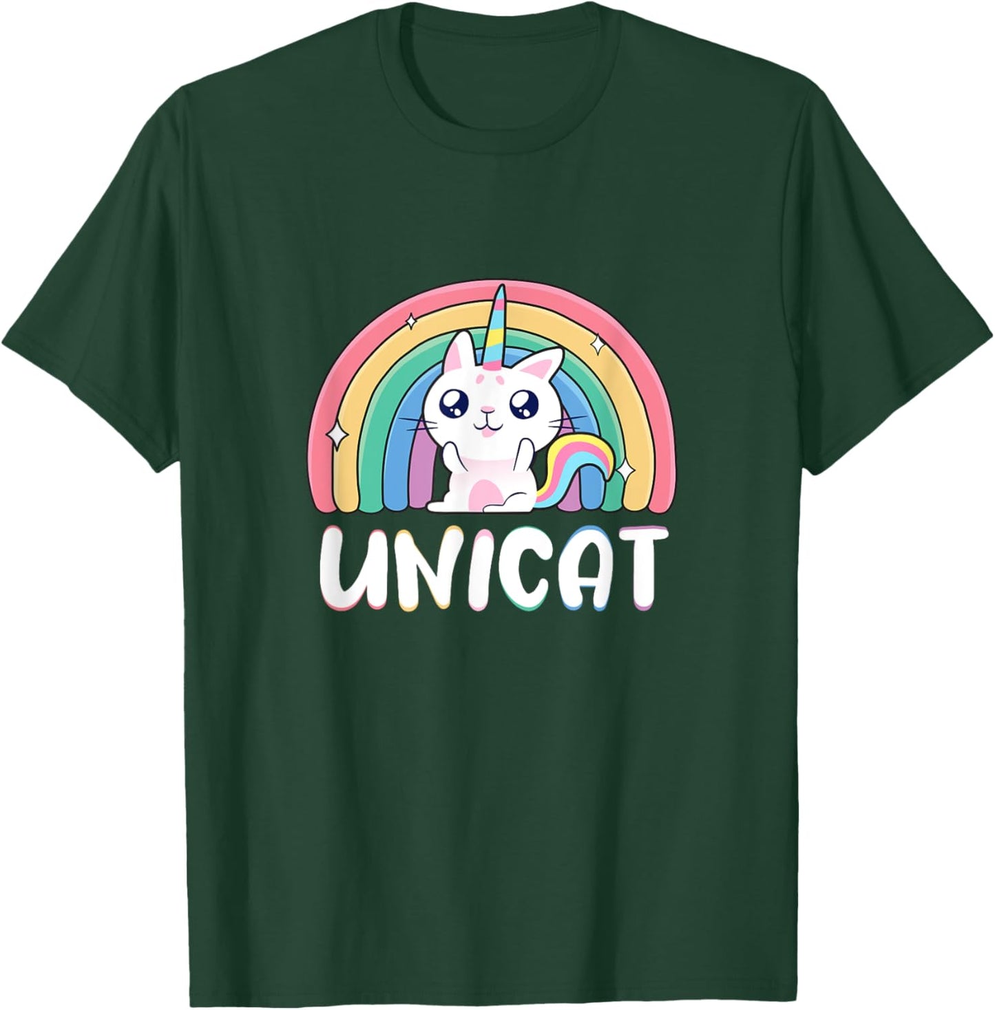 Unicat Kawaii Cat Unicorn, Rainbow Unicorn Cat T-Shirt - T-Shirt | Forest