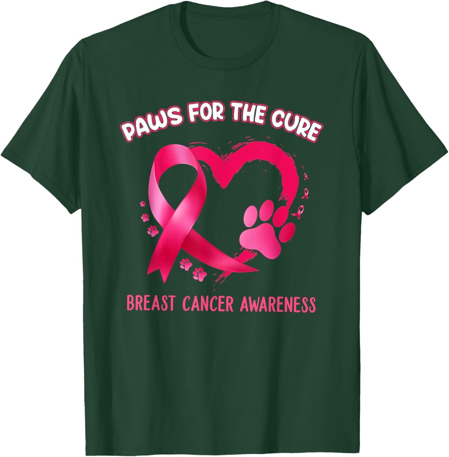 Paws for the cure breast cancer awareness T-Shirt - T-Shirt | Forest
